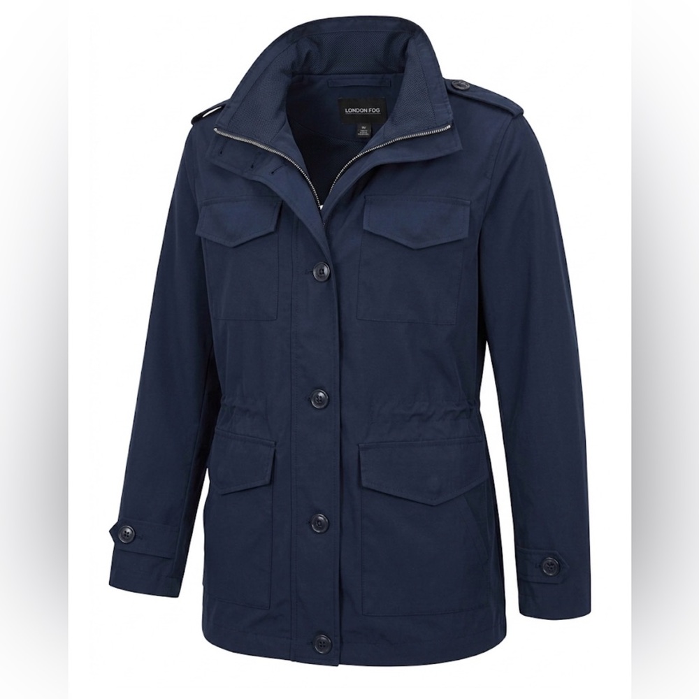 London Fog Navy Blue Utility Field Jacket Coat Medium
